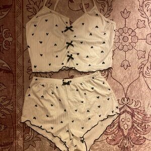 Forever 21 Cream and Black Pajama Set